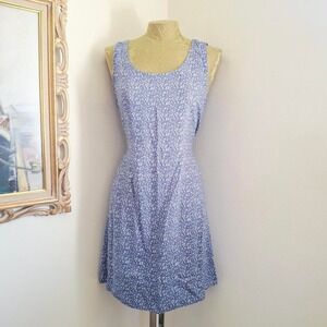 Y2K VTG Basic Editions Blue Floral Mini Dress Adjustable Tie Waist Medium